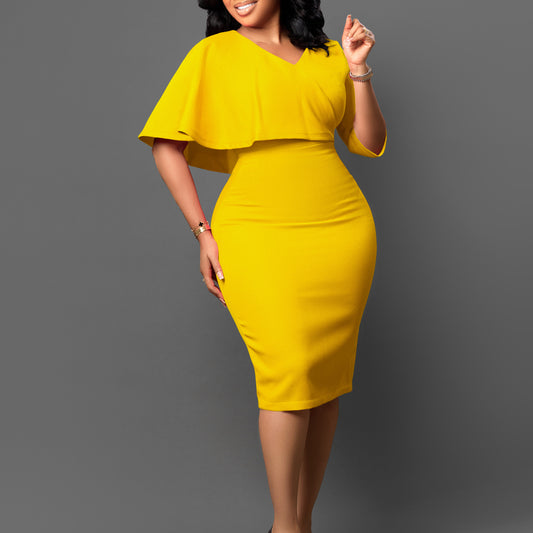 Solid Color Sheath Career Pencil Dress