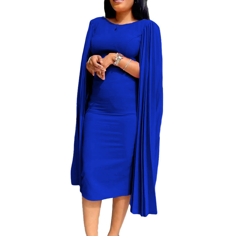 Solid Color One-step Skirt Pleated Ol Cloak European And American
